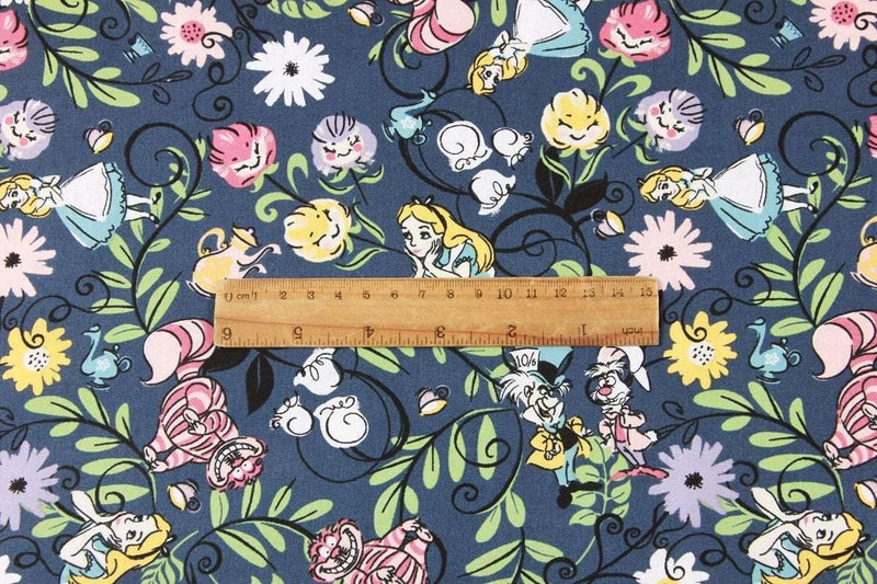 Alice in Wonderland blue! 1 Meter Printed Plain Cotton Fabric, Fabric by Yard, Yardage Cotton Bag Fabrics - fabrics-top