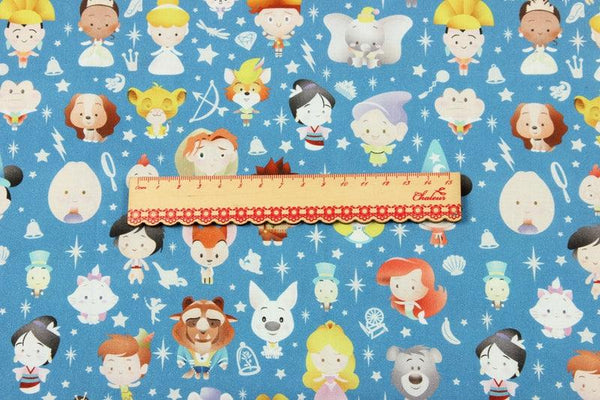 Disney Characters collection blue! 1 Meter Medium Thickness Cotton Fabric, Fabric by Yard, Yardage Cotton Fabrics for  Style Garments - fabrics-top