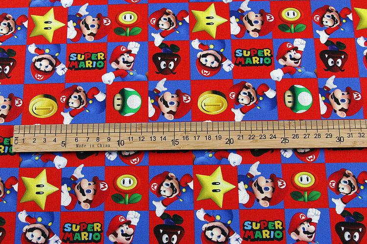 Super_Mario red-blue Checks ! 1 Meter Medium weight  Plain Cotton Fabric, Fabric by Yard, Yardage Cotton Fabrics 2104 - fabrics-top