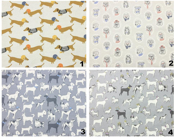 Dog Society! 1 Meter Stiff Cotton Toile Fabric, Fabric by Yard, Yardage Cotton Canvas Fabrics for Bags Dog Puppy