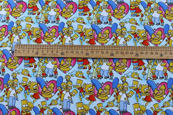 the Simpsons blue! 1 Meter Medium Printed Plain Cotton Fabric, Fabric by Yard, Yardage Cotton Fabrics for  Style Garments, Bags - fabrics-top