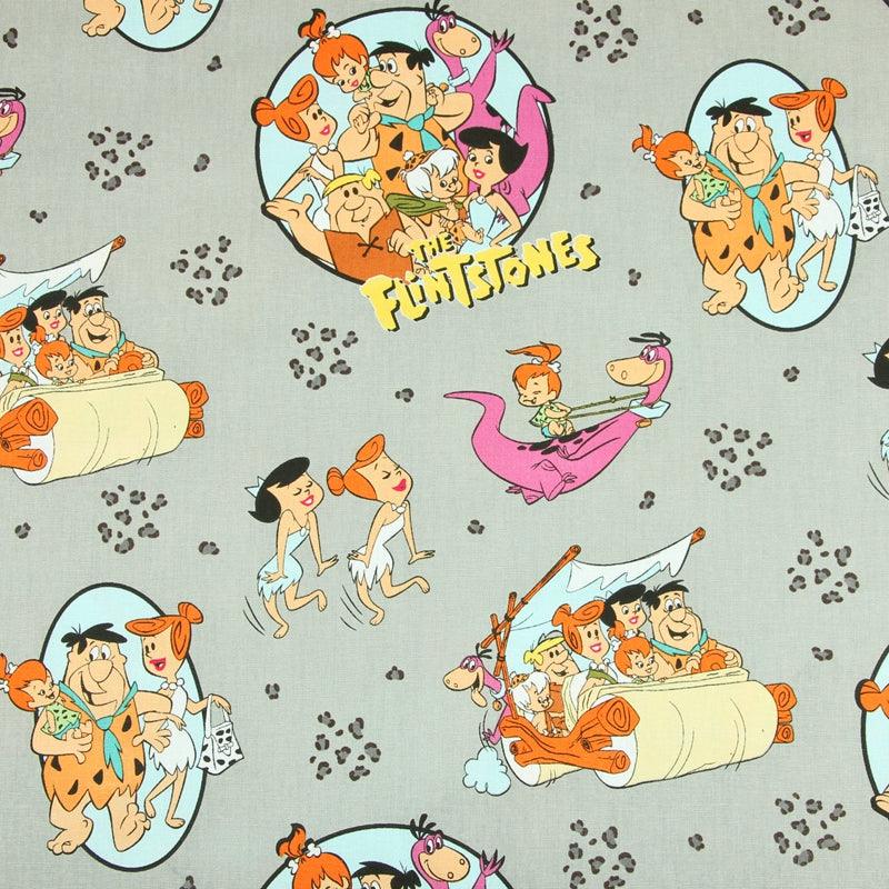 The Flintstones gray! 1 Meter Plain cotton fabric, Nordic wind printing fabric, clothing fabric, pure cotton, cartoon animation