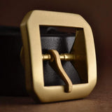 Chunky Solid Brass  日“ Shape Brass 1.5'' Belt Buckles for Men, Vintage handmade Style - fabrics-top