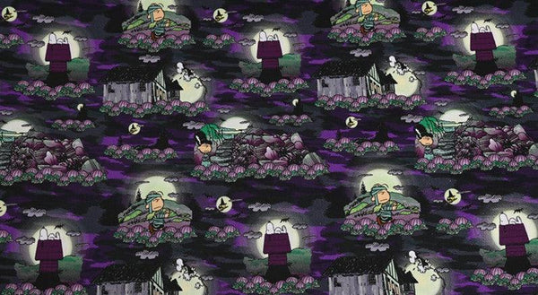 Snoopy Halloween purple! 1 Meter Printed Cotton Fabric, Fabric by Yard, Yardage Fabrics, Children  Kids