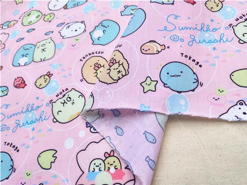 Cinnamoroll and sumikko gurashi! 1 Meter Light Weight Polyester Fabric, Fabric by Yard, Yardage Cotton Fabrics for  Style Garments, Mask - fabrics-top