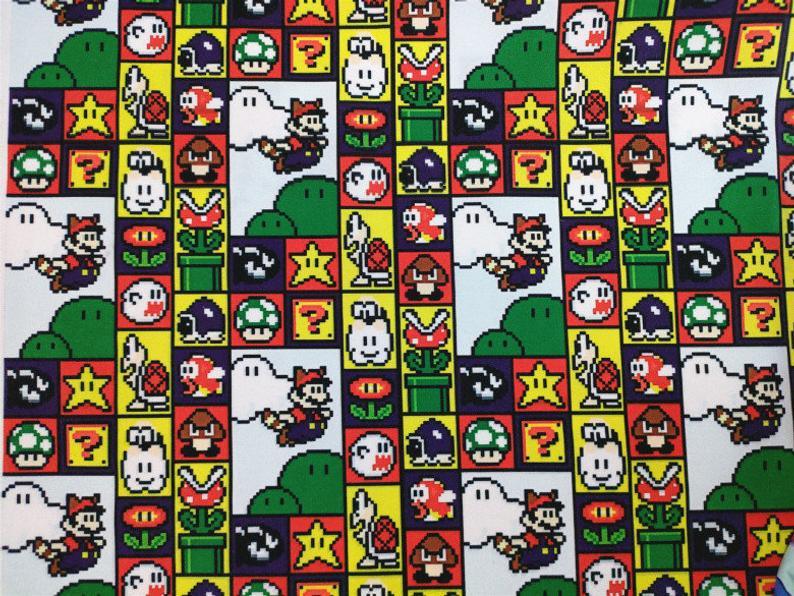 Retro Super Mario Pixels 2 Colors! 1 Meter Light Weight Plain Blends Fabric, Fabric by Yard, Yardage Cotton Fabrics for  Style - fabrics-top