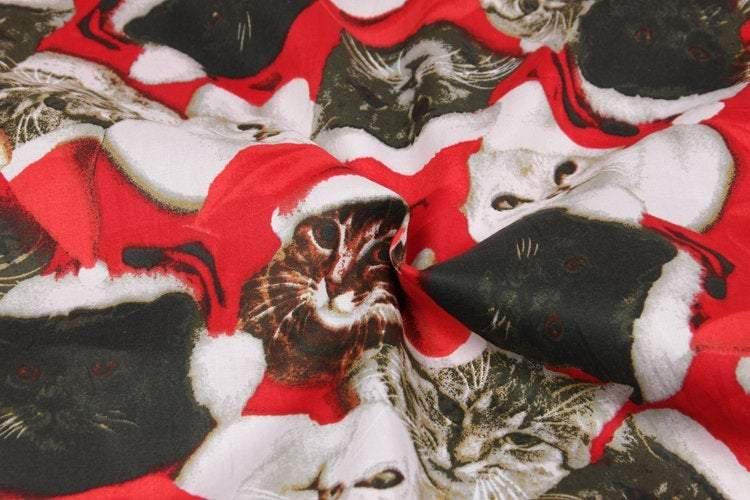 Cats Christmas Red! 1 Meter Medium Thickness Plain Cotton Fabric, Fabric by Yard, Yardage Cotton Fabrics for  Style Garments, Bags - fabrics-top