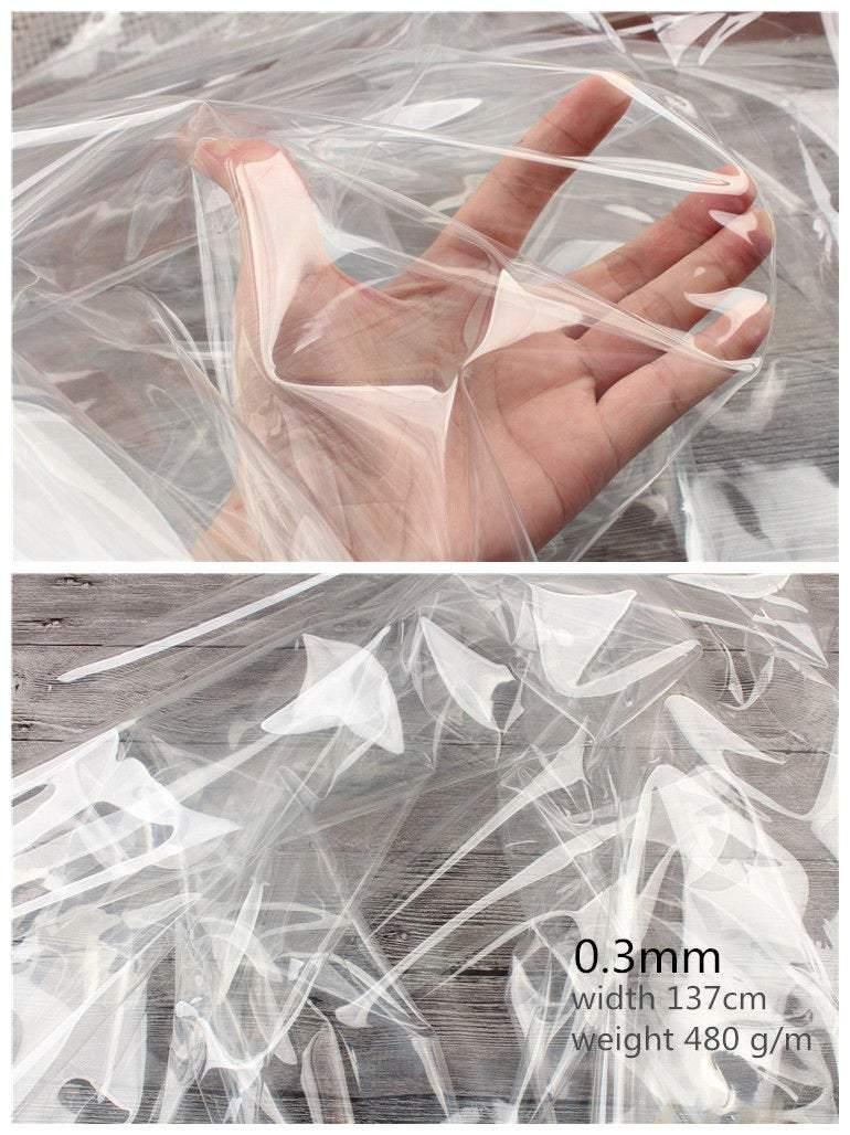 Clear Transparent Plastic TPU Fabric 1 Meter, TPU Sheet 0.1mm 0.14mm 0.15mm 0.2mm 0.3mm 0.5mm 0.8mm 1mm 1.2mm 1.5mm 2mm Plastic Sheet Fabric - fabrics-top