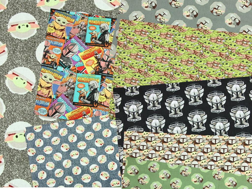 Yoda and the Star Wars Mandalorian series 3! 1 Yard Quality Medium Thickness Plain Cotton Fabric, Fabric Yardage Fabrics for Style 2102