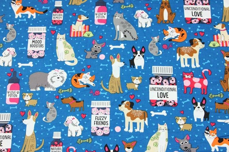 Woof and Meow 3 colors! 1 Meter Medium Thickness Cotton Fabric, Fabric by Yard, Yardage Cotton Fabrics for  Style Garments, Bags 190813 - fabrics-top