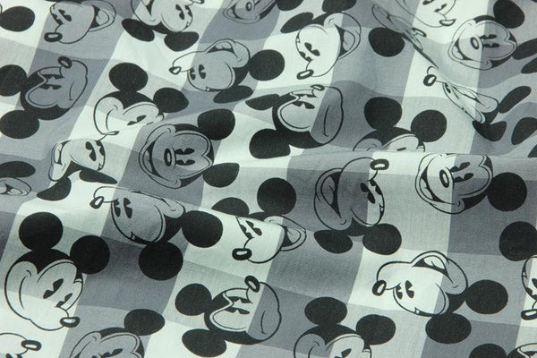 Mickey Gray Checks! 1 Meter Medium Thickness  Cotton Fabric, Fabric by Yard, Yardage Cotton Fabrics for  Style Garments, Bags