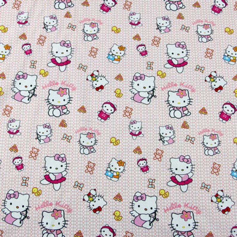 Hello Kitty rosy / Pink ! 1 yard Quality Printed Plain Cotton Fabric, Fabric by Yard, Yardage  Bag Fabrics, Children Fabrics, Kids, Japanese - fabrics-top