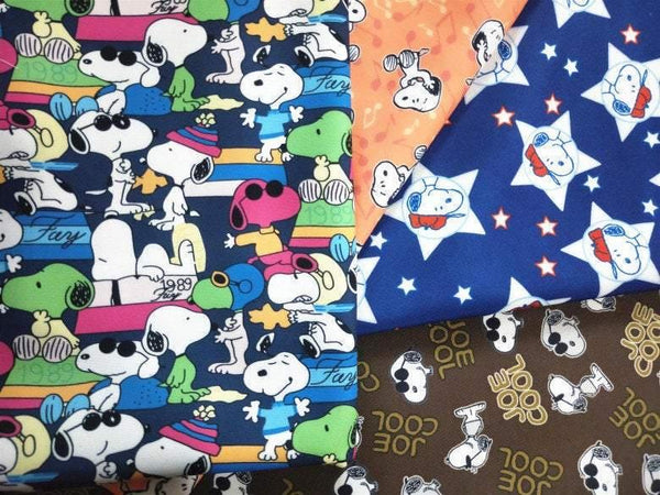 Snoopy Comics Series 5 Colors! 1 Yard Stiff Polyester Toile Fabric by Yard, Yardage Polyester Canvas Fabrics for Bags 202003