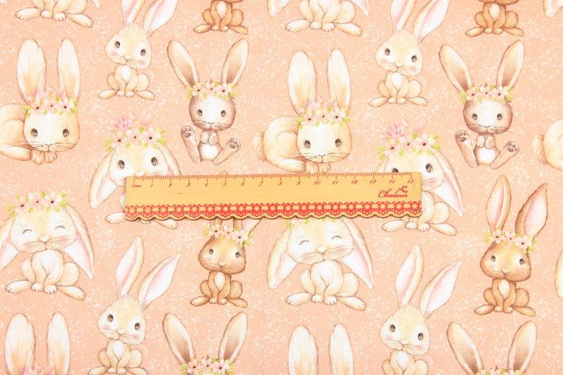 Bunny Pink! 1 Meter Printed Cotton Fabric, Fabric by Yard, Yardage Fabrics, Children  Kids - fabrics-top