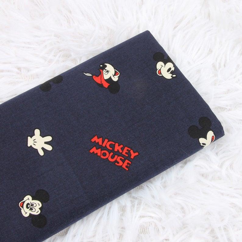 Classic Mickey navy blue! 1 Meter Plain Cotton Fabric, Fabric by Yard, Yardage Cotton Fabrics for  Style Garments, Bags Cockerel Chicken - fabrics-top