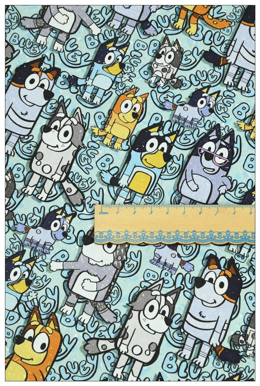 Bluey Bingo the puppies 7 Colors !1 Yard Quality Medium Thickness Plain Cotton Fabric, Fabric Australian - fabrics-top