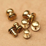 10sets Brass Button Head Studs Screwbacks Leather craft, Solid Brass Button Head Studs For Leather Work, 6mm, 7mm, 8mm, 9mm, 10mm Available - fabrics-top