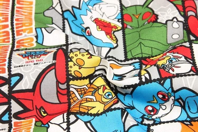 Digimon Adventure 02! デジモンアドベンチャー Japanese Cartoons ! 1 Meter Light Weight Cotton Yardage Cotton Fabrics for Style Clothes, Bags - fabrics-top