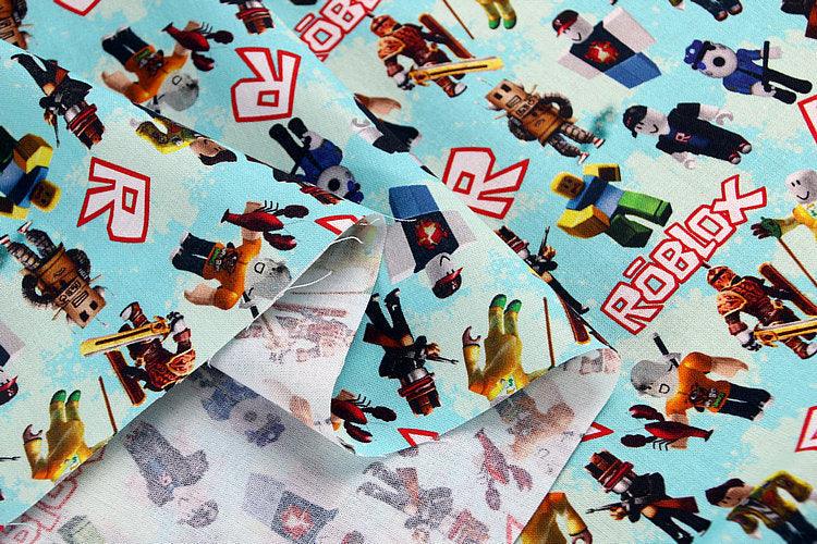 Roblox game Series 1 ! 1 Meter Medium Printed Cotton Fabric, Fabric by Yard, Yardage Cotton Fabrics online Game OVER - fabrics-top