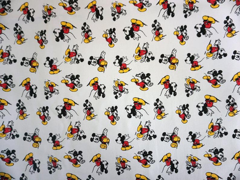 Mickey Collection! 1 Yard Stiff Cotton Toile Fabric,  by Yard, Yardage 12 oz Cotton Canvas Fabrics for Bagd Mickey Mouse Kid ChildrenStyle - fabrics-top