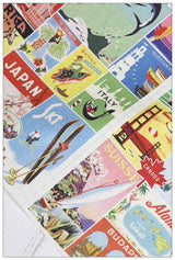 Bon Voyage Traveling American Retro Pictures ! Half Meter Medium Thickness Cotton-Linen Fabric, Fabric by Half Yard for Style Clothes, Bags