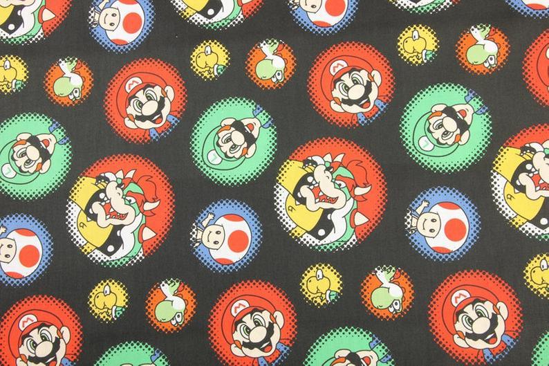 Super Mario and Friends Series 3 Colors! 1 Meter Top Quality Medium Thickness Plain Cotton Fabric, Fabric by Yard, Yardage Cotton 202011 - fabrics-top