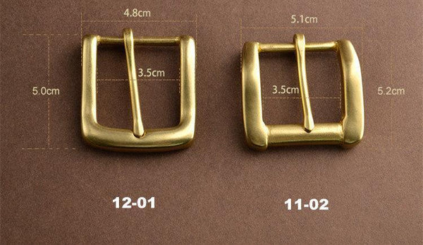 Solid Brass 3.5cm 1.3'' Belt Buckles for Men, Vintage handmade Style, 2 Models Available - fabrics-top