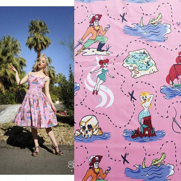 Pirate and Mermaid Pink ! 1 Meter Medium Weight Plain Cotton Fabric, Fabric by Yard, Yardage Cotton Fabrics for  Style Garments, Bags - fabrics-top