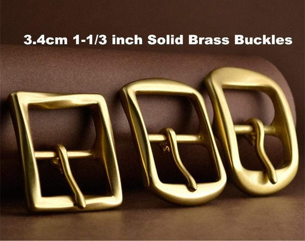 3.4cm Solid Brass  日“ Shape Brass 1-1/3'' Belt Buckles for Men, Vintage handmade Style, 3 Models Available