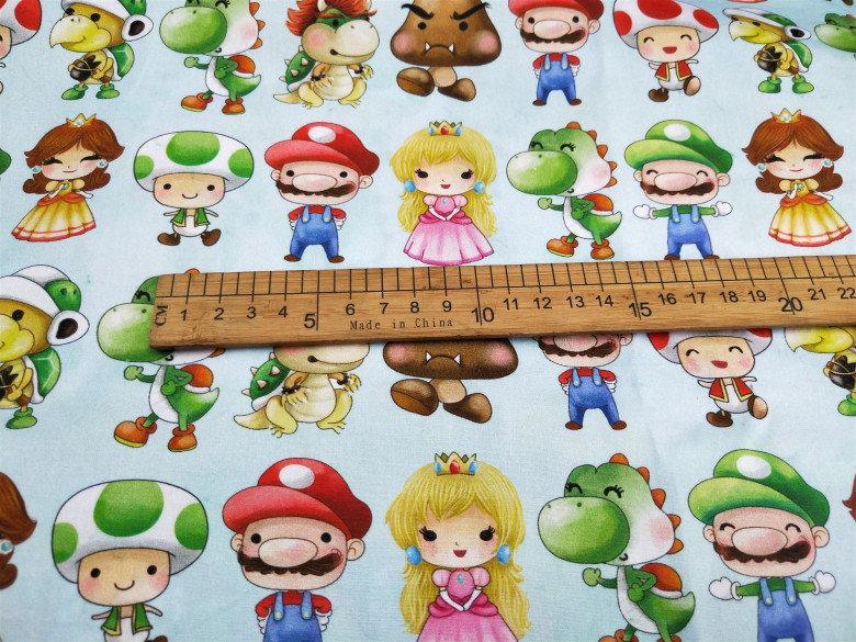 Super Mario 3D! 1 Meter Top Quality Medium Thickness Plain Cotton Fabric, Fabric by Yard, Yardage Cotton Fabrics for  Style Garments, Bags - fabrics-top