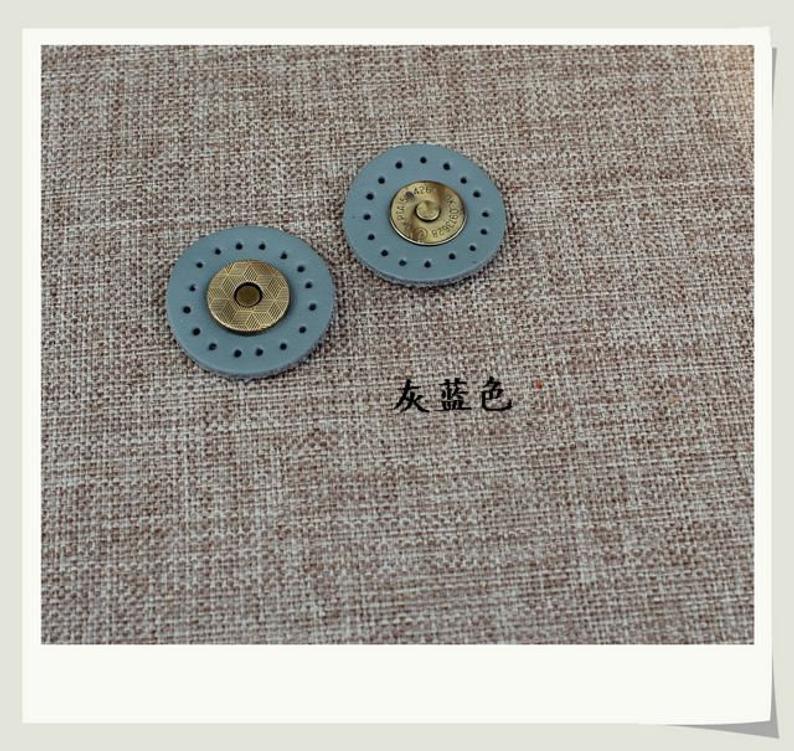 5 Pairs of Color Leather Magnetic Buttons , 3cm Genuine Leather Covered, 9 colors available, Sewing-on Bag Leather Magnetic Button - fabrics-top