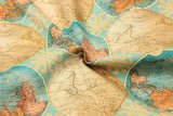 retro the World Map! 1 Yard Printed Cotton Fabric, Fabric by Yard, Yardage Fabrics, Children  Kids - fabrics-top