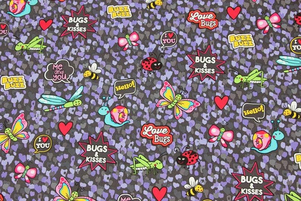 Bugs & Kisses Purple! 1 Meter Medium Weight Plain Cotton Fabric, Fabric by Yard, Yardage Cotton Fabrics for  Style Garments, Bags