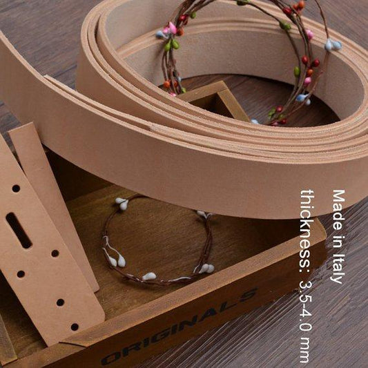 1 Pcs Top Layer Genuine Flat Leather Strap, Raw Cut, Single-sided, Veg-tanned, Width 34/38/29/24/18 mm, Thickness 3.5mm, Made in Itay.