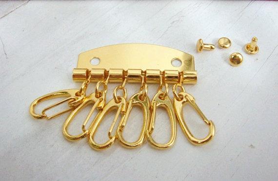 2pcs of High Quality KeyRing Organizer, Anti-brass, Silver and Golden available,Key wallet, Key purse, go with 6 rings and 4 set of rivets. - fabrics-top