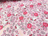 Hello Kitty Floral with Greeting Cards Pink! 1 Meter Polyester Fabric, Fabric by Yard, Yardage Cotton Fabrics Style Garments, Mask Fabrics - fabrics-top