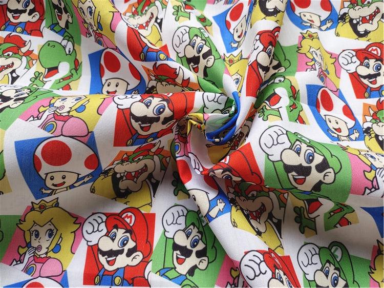 Super Mario and Friends red ! 1 Meter Light weight  Plain Polyester Blends Fabric, Fabric by Yard, Yardage Cotton Fabrics 2104 - fabrics-top