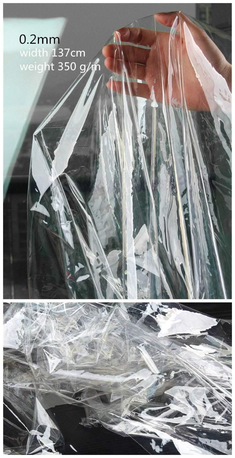 Clear Transparent Plastic TPU Fabric 1 Meter, TPU Sheet 0.1mm 0.14mm 0.15mm 0.2mm 0.3mm 0.5mm 0.8mm 1mm 1.2mm 1.5mm 2mm Plastic Sheet Fabric - fabrics-top