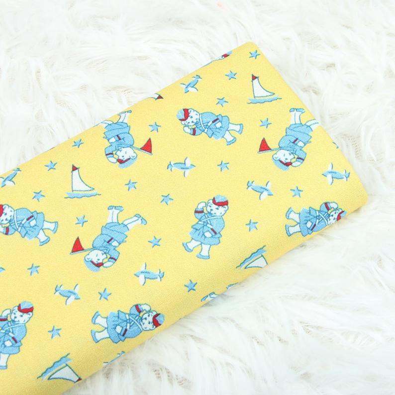 Naval Polar Bear yellow! 1 Yard Medium Thickness Twill Cotton Fabric, Fabric by Yard, Yardage Cotton Fabrics for Style Clothes, Bags  Bears - fabrics-top