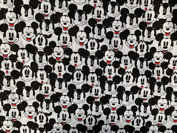 Mickey Faces Black and white! 1 Yard Medium Thickness Twill Cotton Fabric, Fabric by Yard, Yardage Cotton Fabrics for  Style Garments, Bags - fabrics-top