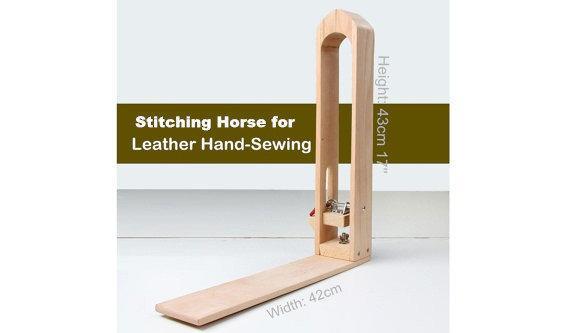 A Wooden Clamping Tool for Leather Hand-Sewing Work, Leather Handworking Stand, Leather Sewing Shelf, leather Stitching Horse, Made of Wood
