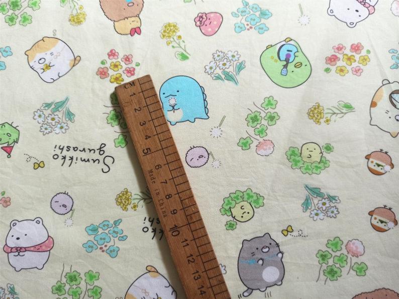 Hello Kitty white and Sumikkogurashi! 1 Meter Printed Cotton Fabric, Fabric by Yard, Yardage Cotton Bag Fabrics, Children Fabrics,  Japanese - fabrics-top