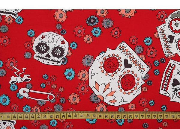 Skulls Red! 1 Meter Medium Thickness Plain Cotton Fabric, Fabric by Yard, Yardage Cotton Fabrics for  Style Garments, Bags - fabrics-top