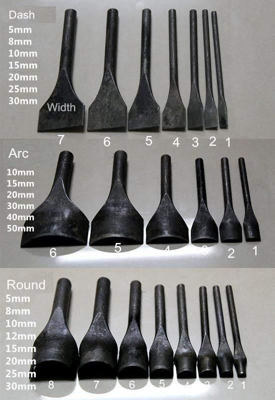 Quality Leather Trimming Punches, Leather Trimming Blades, Belt Trimming Tools, Arc Shape Trimming Tools, 5mm~50mm; Black Coated Very Sharp - fabrics-top