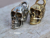 A Smaller Exquisite Brass Skull Accessory, Silver Skull Pendant, Great for Leather Handworks or other Crafts, Silver Skulls - fabrics-top