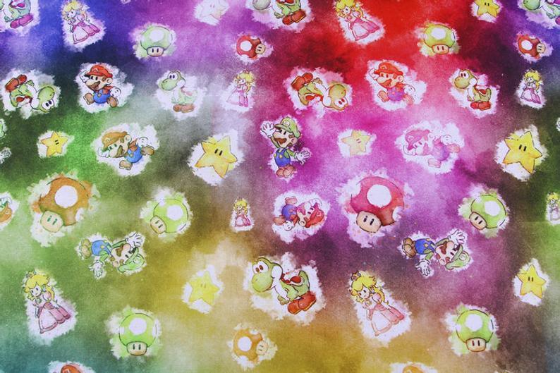 Super Mario and Friends 4 Colors! 1 Meter Top Quality Medium Thickness Plain Cotton Fabric, Fabric by Yard, Yardage Cotton 202010 - fabrics-top