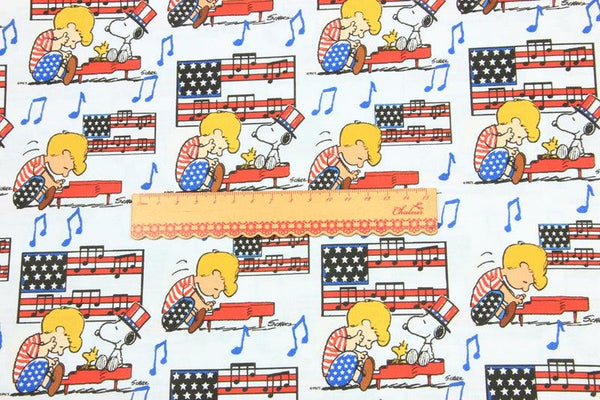 American Musical Snoopy! 1 Meter Printed Cotton Fabric, Fabric by Yard, Yardage Fabrics, Children  Kids 2105 - fabrics-top