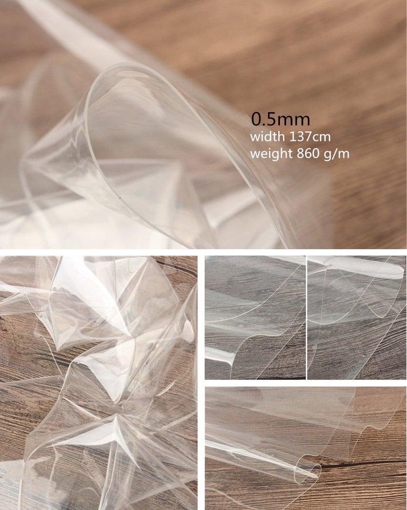 Clear Transparent Plastic TPU Fabric 1 Meter, TPU Sheet 0.1mm 0.14mm 0.15mm 0.2mm 0.3mm 0.5mm 0.8mm 1mm 1.2mm 1.5mm 2mm Plastic Sheet Fabric - fabrics-top