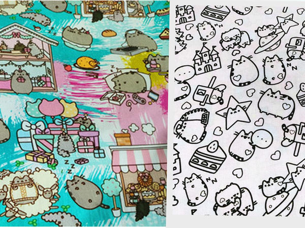 the Giant Cat, Japanese Cartoon Characters! 1 Meter Medium Thickness Plain Cotton Fabric, Fabric by Yard, Yardage Cotton Fabrics for  Style