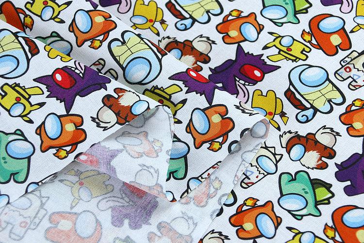 Among Us the game Series 6 ! 1 Meter Medium Printed Cotton Fabric, Fabric by Yard, Yardage Cotton Fabrics online Game, Crewmates, Impostor - fabrics-top